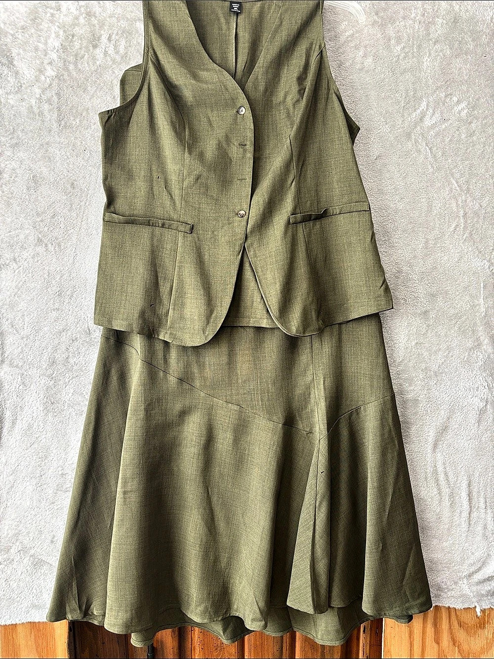 SHEIN Olive Layered Midi Dress Size 2XL Like New